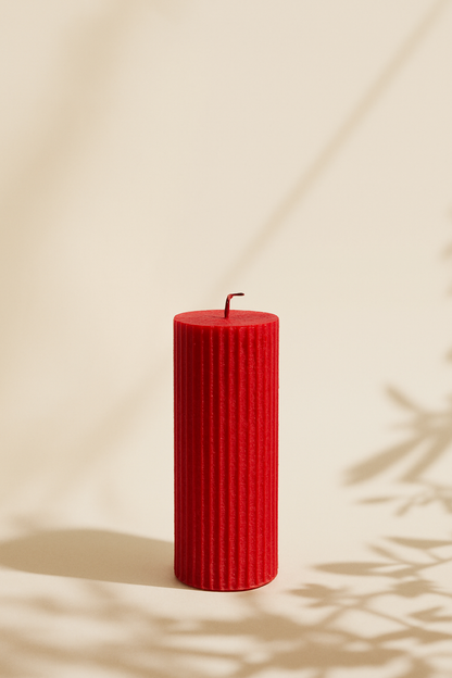 Ribbed Pillar Candle
